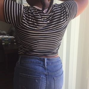 Striped Crop Tee SIZE XL. $9.